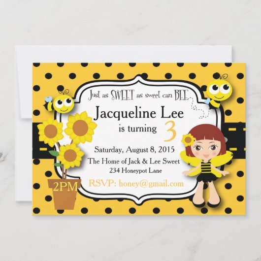 Invitation d'abeille douce (Devant)