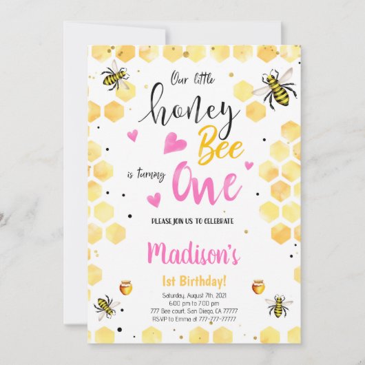 Invitation d'abeille jaune (Devant)