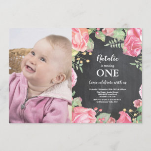 Invitation D'abord ęr rose d'invitation d'anniversaire floral