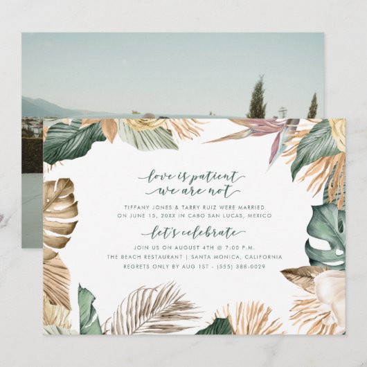 Invitation d'accueil de Mariage floral tropical (Devant / Derrière)