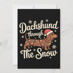 Invitation Dachshund à travers les lumières de Noël de chien