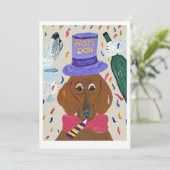 Invitation Dachshund Chien de Fête (Debout devant)