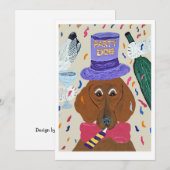 Invitation Dachshund Chien de Fête (Devant / Derrière)