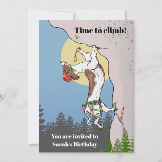 Invitation Dachshund chien escalade de roche (Devant)