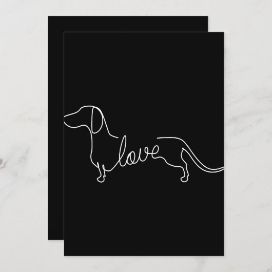 Invitation Dachshund Chiweenie Wiener Chien Log Sketch (Devant / Derrière)