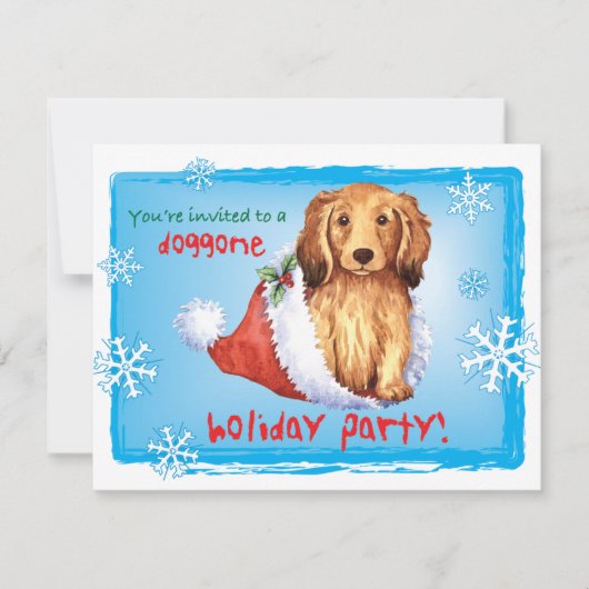 Invitation Dachshund de Noël (Devant)