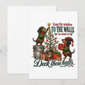 Invitation Dachshund de Noël drôle (Devant / Derrière)
