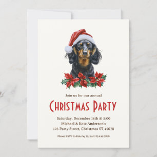 Invitation Dachshund Dog dans une fête de Noël pour animaux d