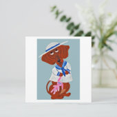 Invitation Dachshund en tenue de marin (Debout devant)