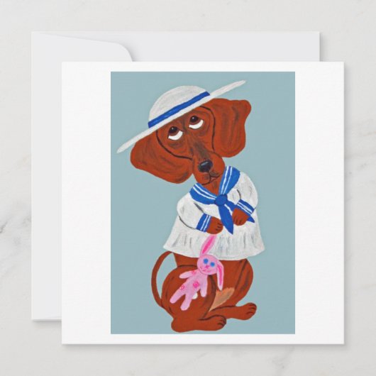 Invitation Dachshund en tenue de marin (Devant)