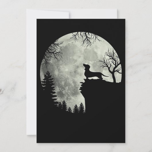 Invitation Dachshund Et Lune Halloween (Devant)