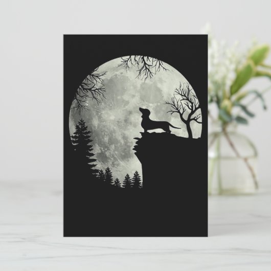 Invitation Dachshund Et Lune Halloween (Debout devant)