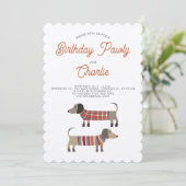 Invitation Dachshund Saucisse Chien Anniversaire Pawty (Debout devant)