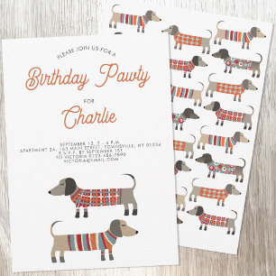Invitation Dachshund Saucisse Chien Anniversaire Pawty