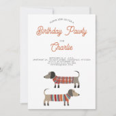 Invitation Dachshund Saucisse Chien Anniversaire Pawty (Devant)