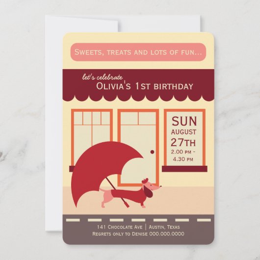 Invitation Dachshund Shopping Anniversaire Bash (Devant)