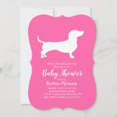 Invitation Dachshund Wiener Chien Baby shower fille rose (Devant)