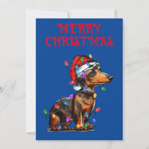 INVITATION "DACHSHUND WRAPED IN CHRISTMAS LIGHTS"