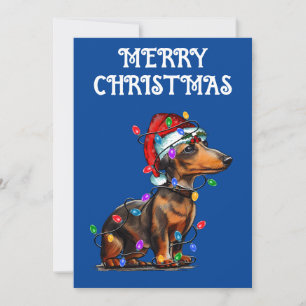 INVITATION "DACHSHUND WRAPED IN CHRISTMAS LIGHTS"
