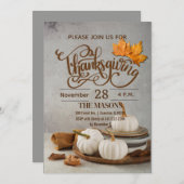 invitation d'action de grâce citrouille blanche (Devant / Derrière)