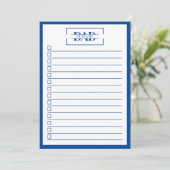 Invitation Dad Modern Blue Monogram 5" x 7" To Do List (Debout devant)