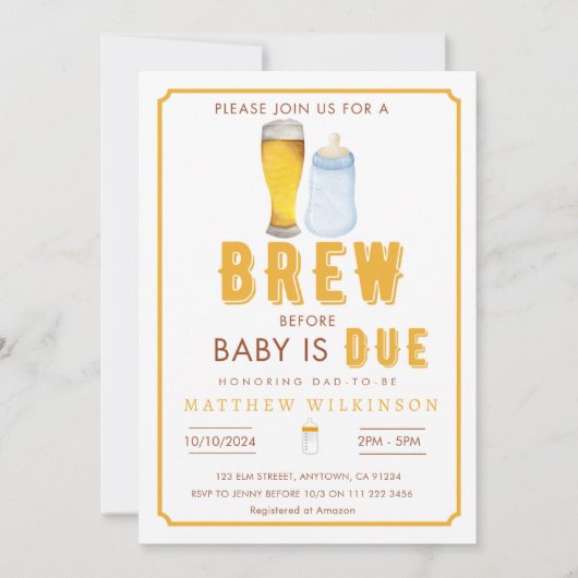 Invitation Dadchelor Beer Brew Avant Le Bébé Papa Pour Être D (Devant)