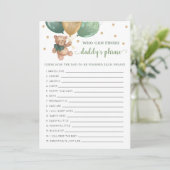 Invitation Daddy's Phrase Jeu Baby shower Teddy Bear Card (Debout devant)