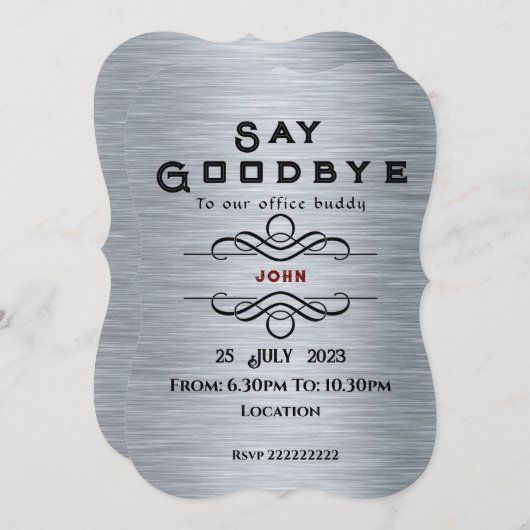 Invitation d'adieu (Devant / Derrière)