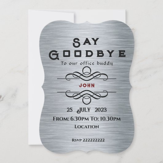 Invitation d'adieu (Devant)