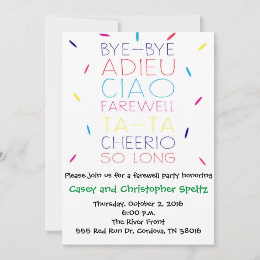 Invitation d'adieu (Devant)