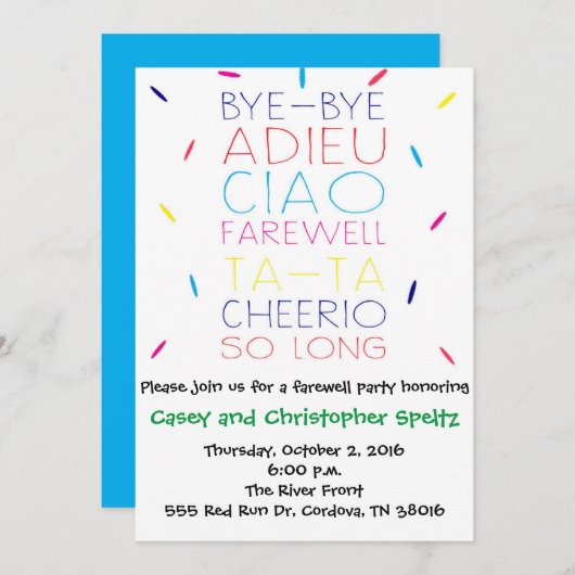 Invitation d'adieu (Devant / Derrière)