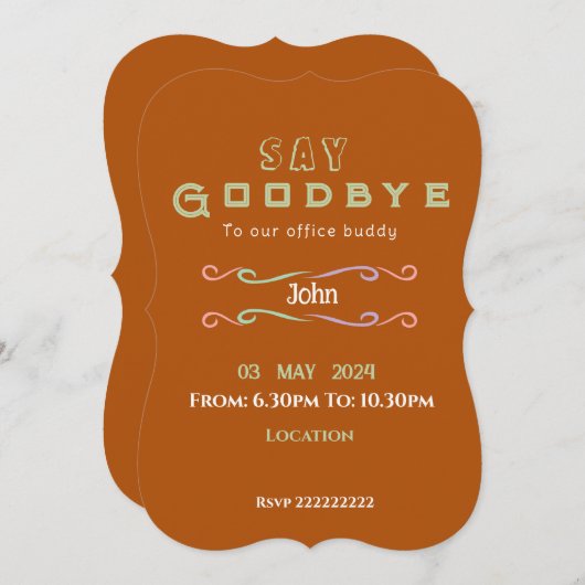 Invitation d'adieu (Devant / Derrière)