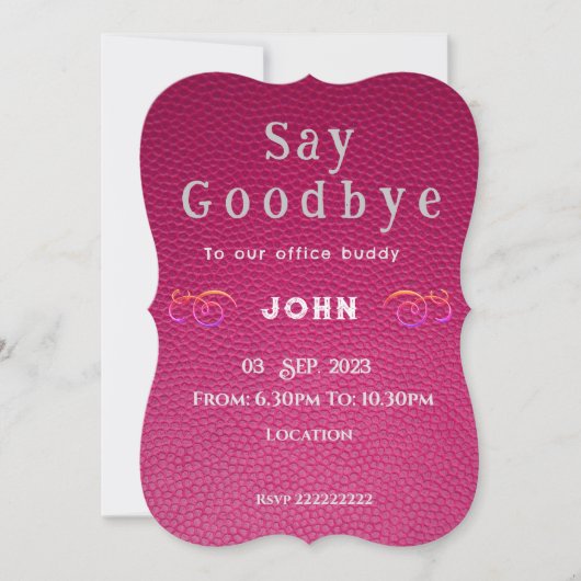 Invitation d'adieu (Devant)