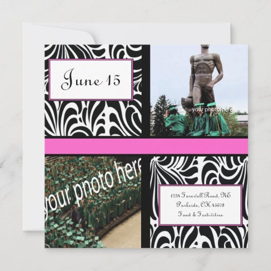 Invitation d'adieu à Black Swirl Graduation (Dos)