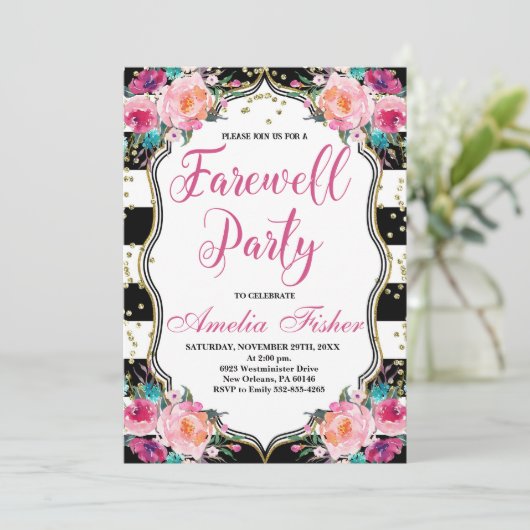 Invitation d'adieu, Fête d'adieu noir et blanc (Debout devant)