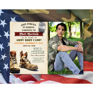 Invitation d'adieu militaire départ Boot Camp