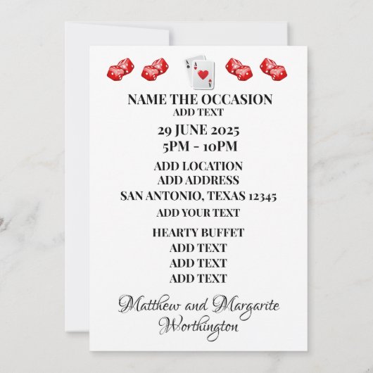 Invitation d'admission VIP CASINO (Dos)