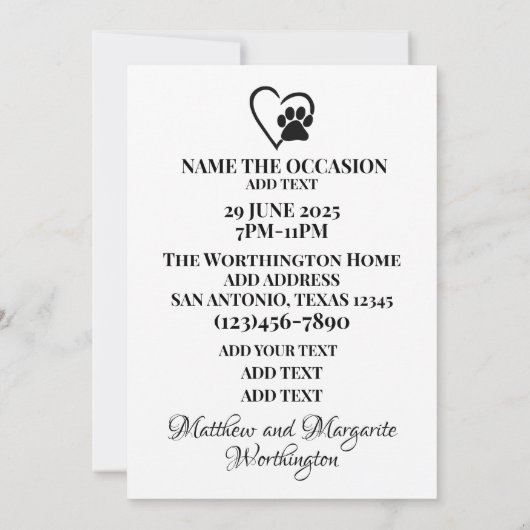 Invitation d'admission VIP PETS (Dos)