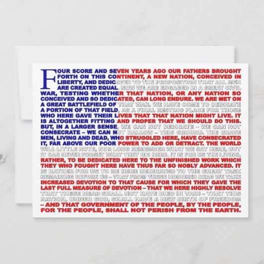 Invitation d'adresse de Gettysburg (Devant)