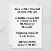 Invitation d'adresse de Gettysburg (Dos)