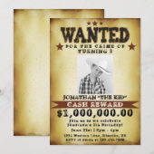 Invitation d'affiche recherchée pour cowboy d'anni (Devant / Derrière)
