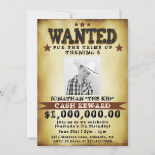 Invitation d'affiche recherchée pour cowboy d'anni