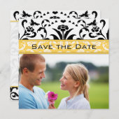Invitation Daffodil Black Bubble Bee Damask Enregistrer la da (Devant / Derrière)