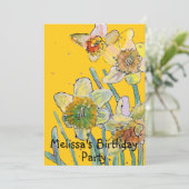 Invitation Daffodil Fleurs Anniversaire Enfants Filles Invita (Debout devant)