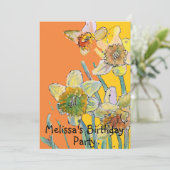 Invitation Daffodil Fleurs Anniversaire Enfants Filles Invita (Debout devant)