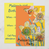 Invitation Daffodil Fleurs Anniversaire Enfants Filles Invita (Devant / Derrière)