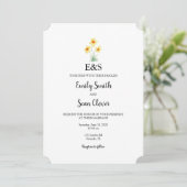 Invitation Daffodil Flower Wedding Monogram Blue Stripe (Debout devant)