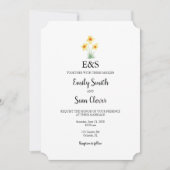 Invitation Daffodil Flower Wedding Monogram Blue Stripe (Devant)