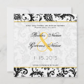 Invitation Daffodil Jaune et Noir Damas Enregistrer la date (Dos)