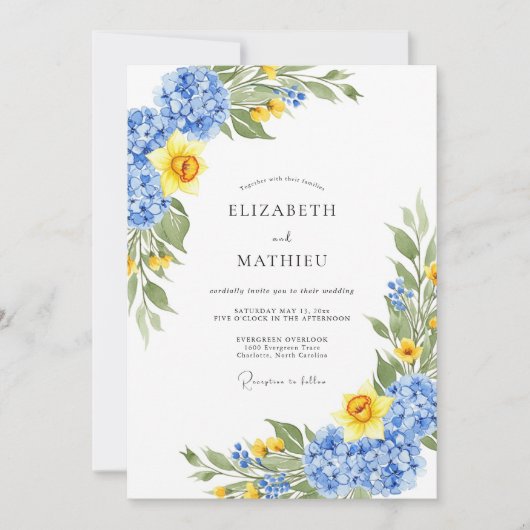 Invitation Daffodil Yellow Refreshing Spring Wedding (Devant)